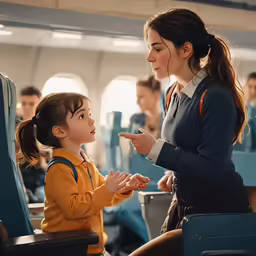 a woman with her hand in front of a child