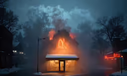 a building that has a neon sign on it