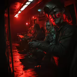 a man wearing an eye mask and red light on his head