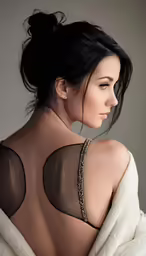 a woman with sheer lingerie under her skin