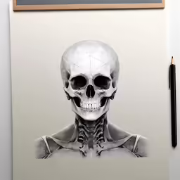 a framed art print with a skeleton and human skeleton
