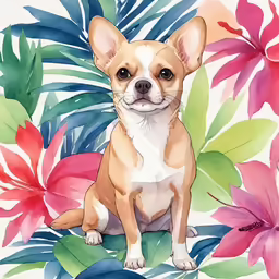 the dog is sitting in the leaves