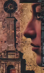 an image of a woman standing in front of a clock tower