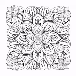 a flower design is drawn in black and white