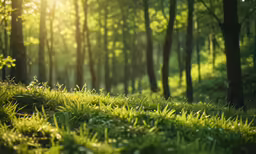 a grassy patch in the middle of some trees