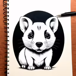 a drawing of a small animal on paper