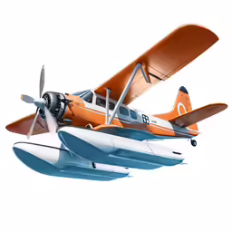 an airplane with two propellors flying by onlookers