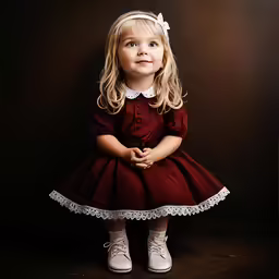 the little girl is posing for the picture