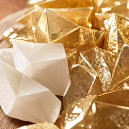 the white and gold sugars are on the table