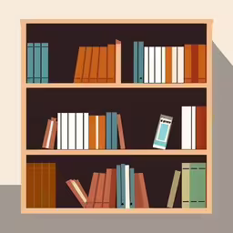 books and a remote control are placed in a bookcase,the shelves of a bookcase filled with books are lined with rows of books