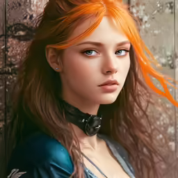 the image of a beautiful redhead woman wearing long hair