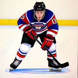a picture of a hockey player, standing on the ice