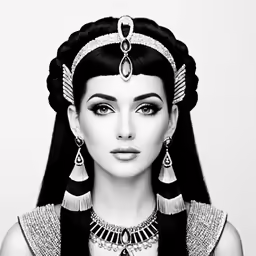 an old fashion photo of a woman with black hair