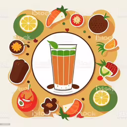 food and drink ingredients arranged in the shape of a circle,a drink with different fruits around it in a circle,a tall glass filled with beverage surrounded by fruits and vegetables,a glass of beer surrounded by various fruits and vegetables,an alcoholic drink surrounded by fruits and vegetables