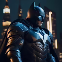 batman in costume in front of the empire building