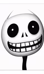 a cartoon character in black and white