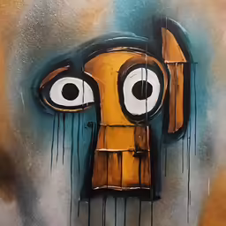 an abstract picture of a face with a large sad face