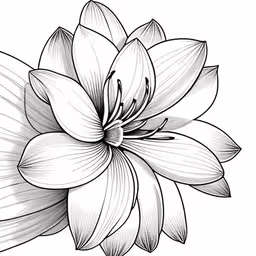 a flower with large petals is shown in black and white,black and white drawing of a large flower