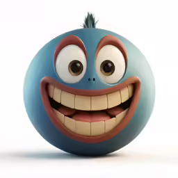 a cartoon smiley face ball with eyes and antennae