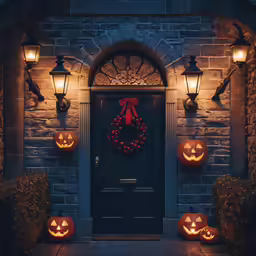 an image of a couple pumpkins with decorations on them