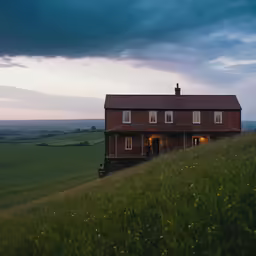 a building in the middle of a field