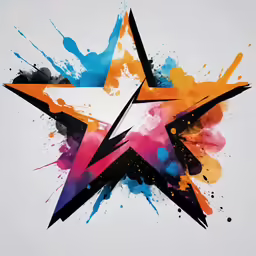 a colorful ink splatter star with multiple colors