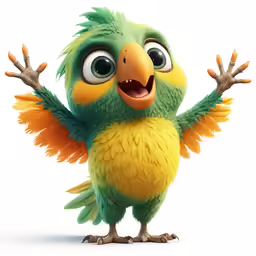 a cartoon bird with a surprised expression