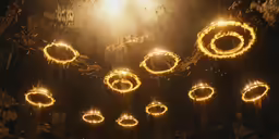a light sculpture made out of circles in the dark