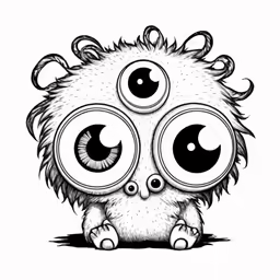 an adorable drawing of a little monster with large eyes