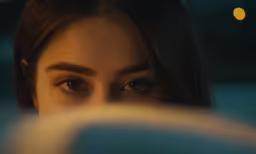 a young woman with eyes full of brown hair
