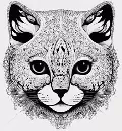 a black and white drawing of a cat,a black and white drawing of a cat