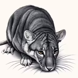an animal with a long tail laying down