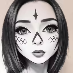 a girl with makeup is dressed up as a creepy clown