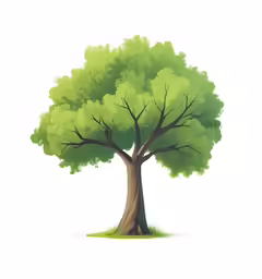 a cartoon tree that is very colorful and looks like it has green leaves