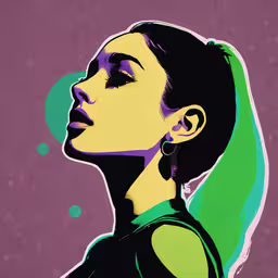 a woman with a green hair is shown from above,an abstract portrait of a girl