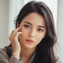 a close up of a person near a window