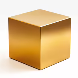 a square metallic object sits on a white background