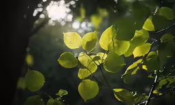 a tree branch with a small green leaf