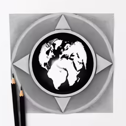 a circle drawing with a black and white design