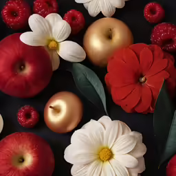 the arrangement of fruit is placed together to look like flowers