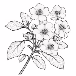 four flowers on top of a branch with leaves