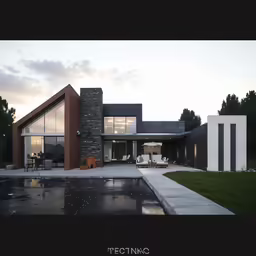 a picture of the front of an ultra modern house