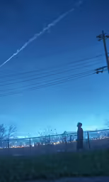 a person standing in front of a wire fence looking at the sky