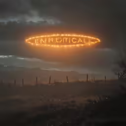 an advertisement that looks like a large disc in the sky