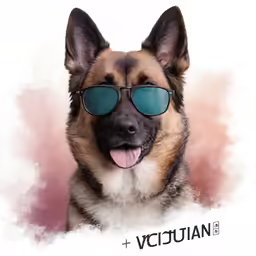 this is a german shepherd wearing a pair of sunglasses