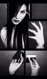 black and white photo of woman with credit card