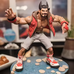 a close up of a model of a wrestler on a table