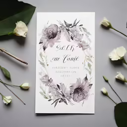 wedding card featuring watercolor flowers and greenery