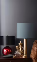 a table with two different types of lights on it