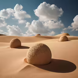 a rock in the middle of an empty desert